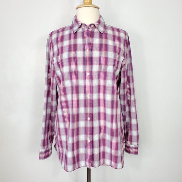 Madewell Plaid 100% Cotton Preppy Long Sleeve Button Up Top Shirt Size L - Picture 13 of 13
